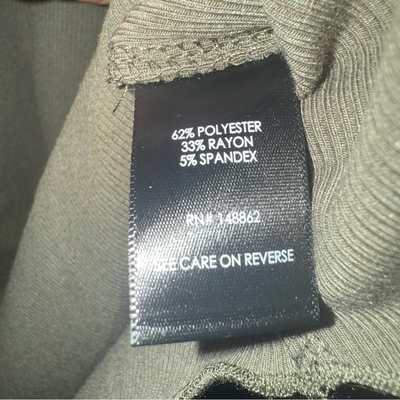 Torrid Midi Rib Asymmetrical Boat Neck 3/4 Sleeve Dress Olive Green size 2X - Picture 7 of 8